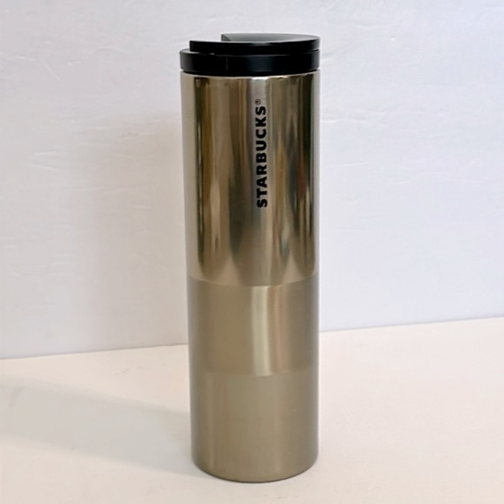 Starbucks ‘15 Gold Line Color Block Troy Skinny Stainless Steel Coffee mug 16 OZ